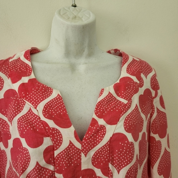 Boden Linen Tunic Dress Pink And White Moroccan Print Size 4 - Picture 6 of 13
